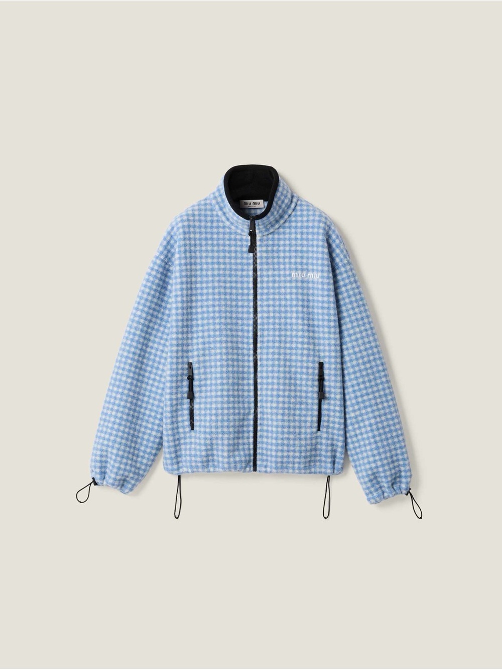 NWOT Miu Miu Blue Gingham Fleece Jacket, Size M - Picture 7 of 15